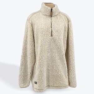 Simply‎ Southern Sherpa Pullover Women's L Fleece Quarter Zip Beige Cream